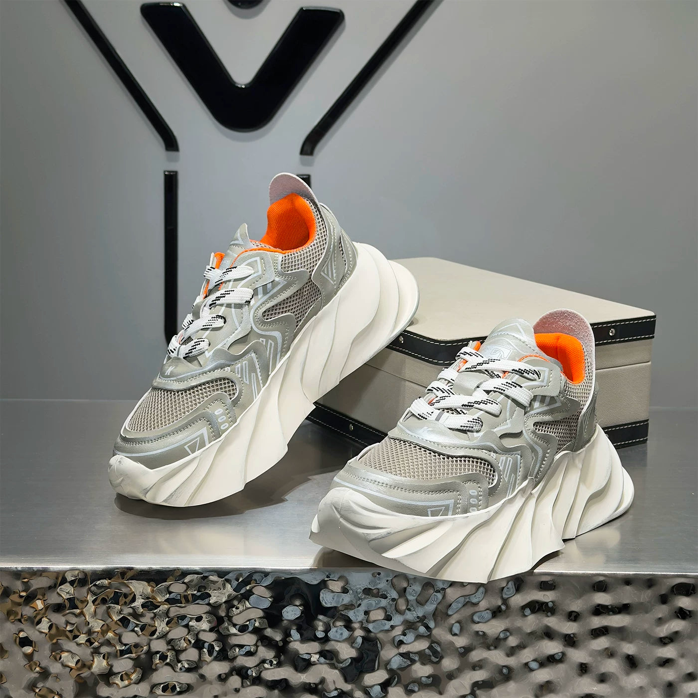 Men's Height-Increasing Platform Breathable Mesh Retro Chunky Dad Sneakers New