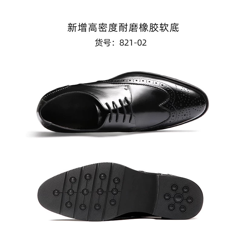 Men's Genuine Leather Derby Shoes, Handmade, British Style