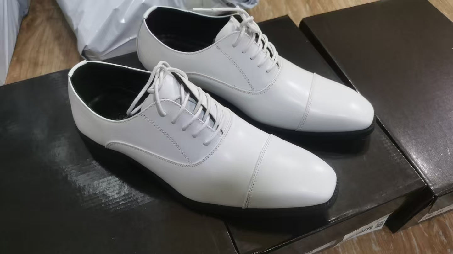 Cross-border 2026 spring/autumn three-panel leather dress shoes for men - anti-slip, business formal