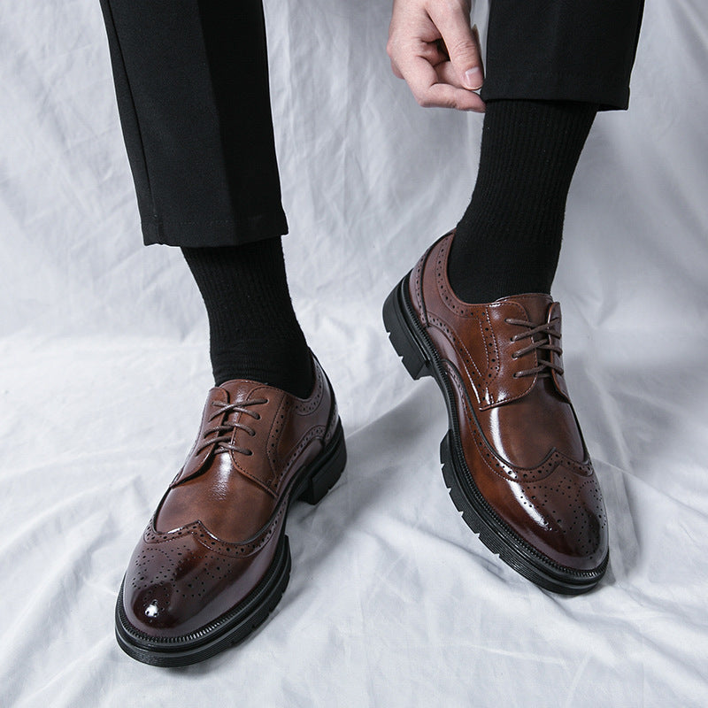 plus-size casual leather shoes for men - size 46. men's brogue business loafers with