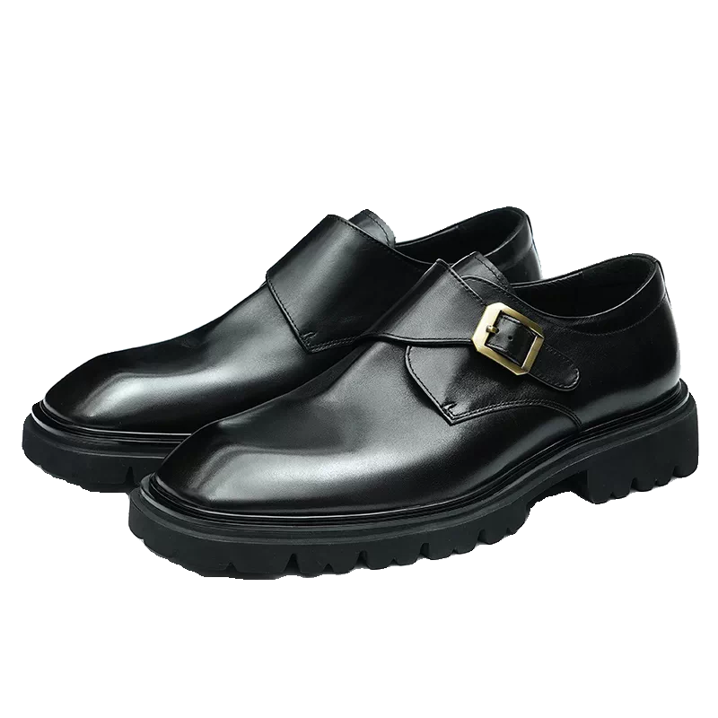 Men's Genuine Leather Leather Shoes, Height Increasing, Thick Sole