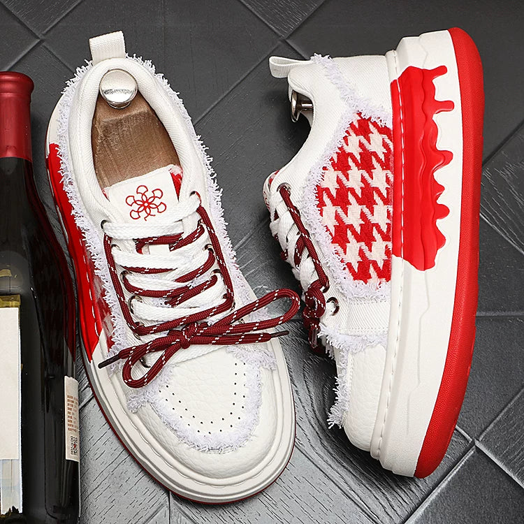 Men's 2026 New Height-Increasing Platform Breathable Lace-Up Low-Top Skate Shoes