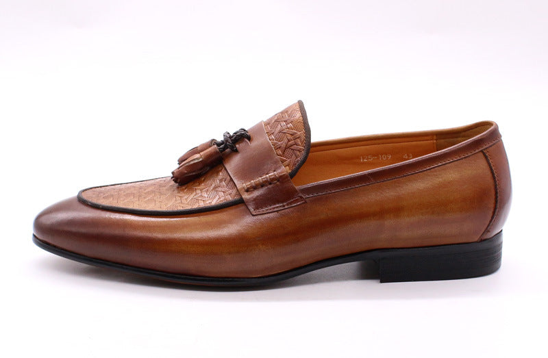 Genuine Leather Slip on British Loafers Men's Fashion Men's Business Office Casual Leather Shoes Trend Men's One Pedal