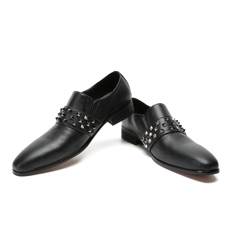 Leather shoes men's business formal casual cowhide British suit leather shoes wedding shoes men's trendy glossy leather shoes