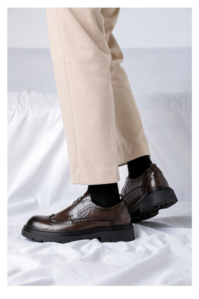 Matching suit wedding shoes men's brogue slip-on leather shoes 2026new arrival black easiest for mat 12