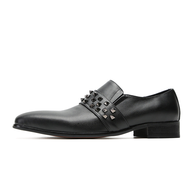 Leather shoes men's business formal casual cowhide British suit leather shoes wedding shoes men's trendy glossy leather shoes