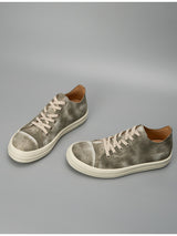 Luochenxing european station retro style trendy versatile genuine leather high-end fashion sneakers athletic casual low-top leather skate shoes