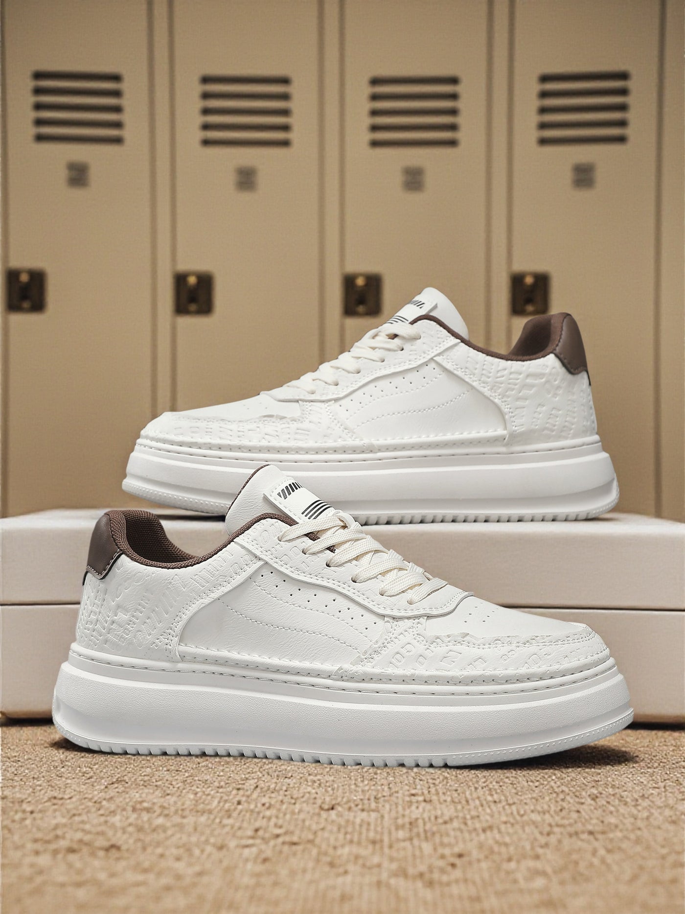 Men's 2026 new winter versatile trendy retro genuine leather white sneakers chunky sole height increasing athletic casual streetwear shoes 22