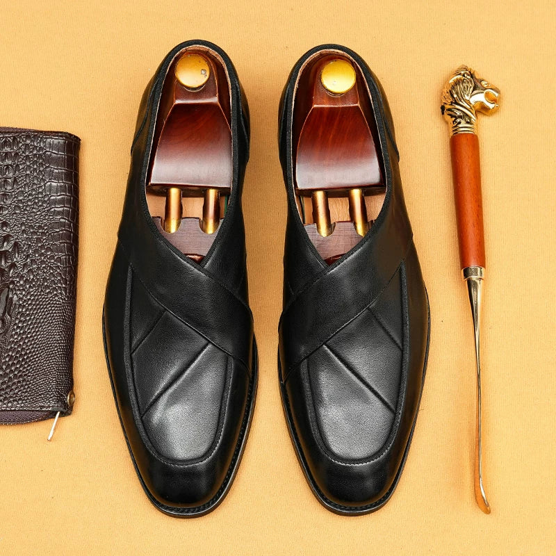 Men's Genuine Leather Loafers, Slip-On, British Style