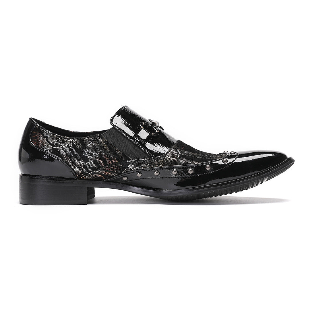 Men's Leather Casual Shoes – Rhinestone Detail, Handmade – Style 28