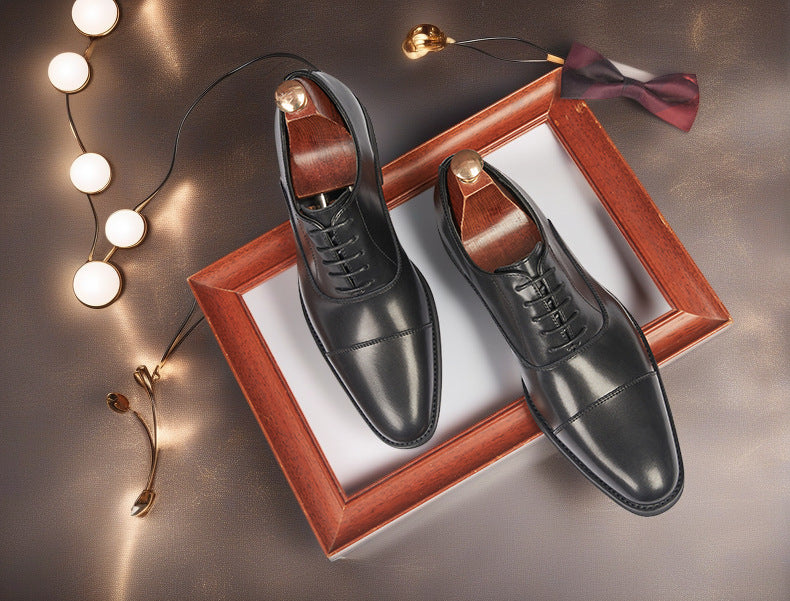 Cross-border 2026 spring/autumn three-panel leather dress shoes for men - anti-slip, business formal