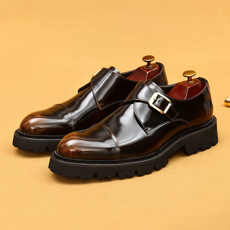 Men's Genuine Leather Leather Shoes, Height Increasing, Thick Sole