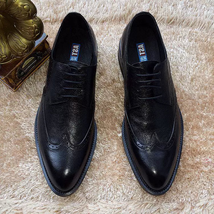 Men's Genuine Leather Derby Shoes, Breathable, Pointed Toe