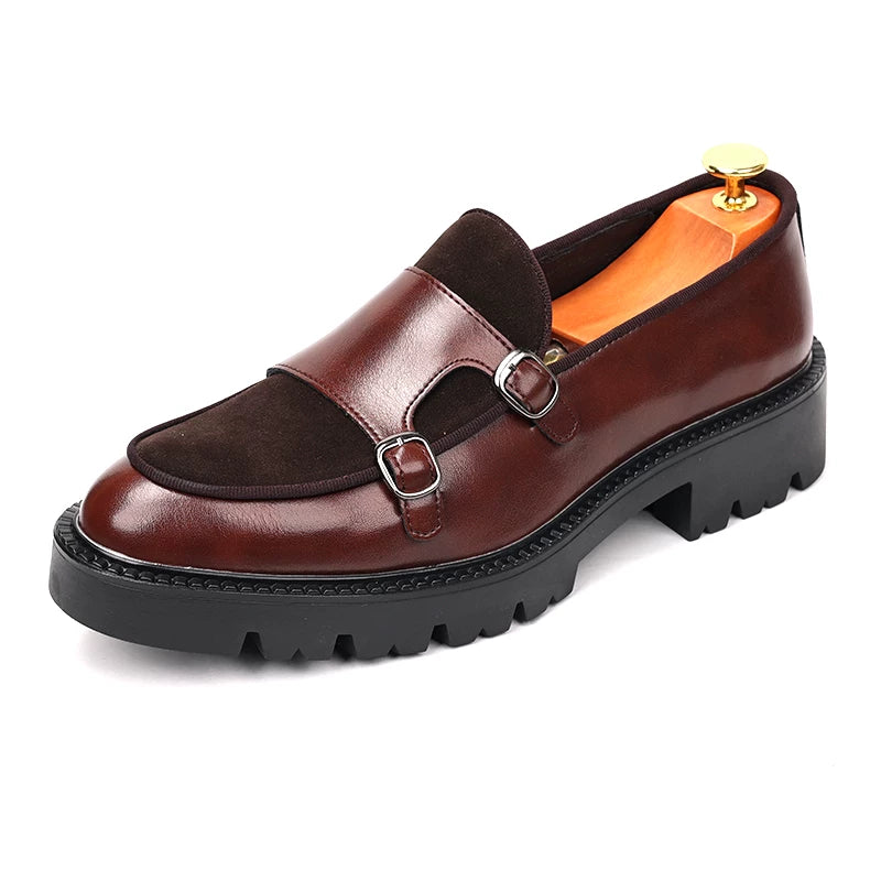 Men's Brown Loafers, Height Increasing, Thick Sole