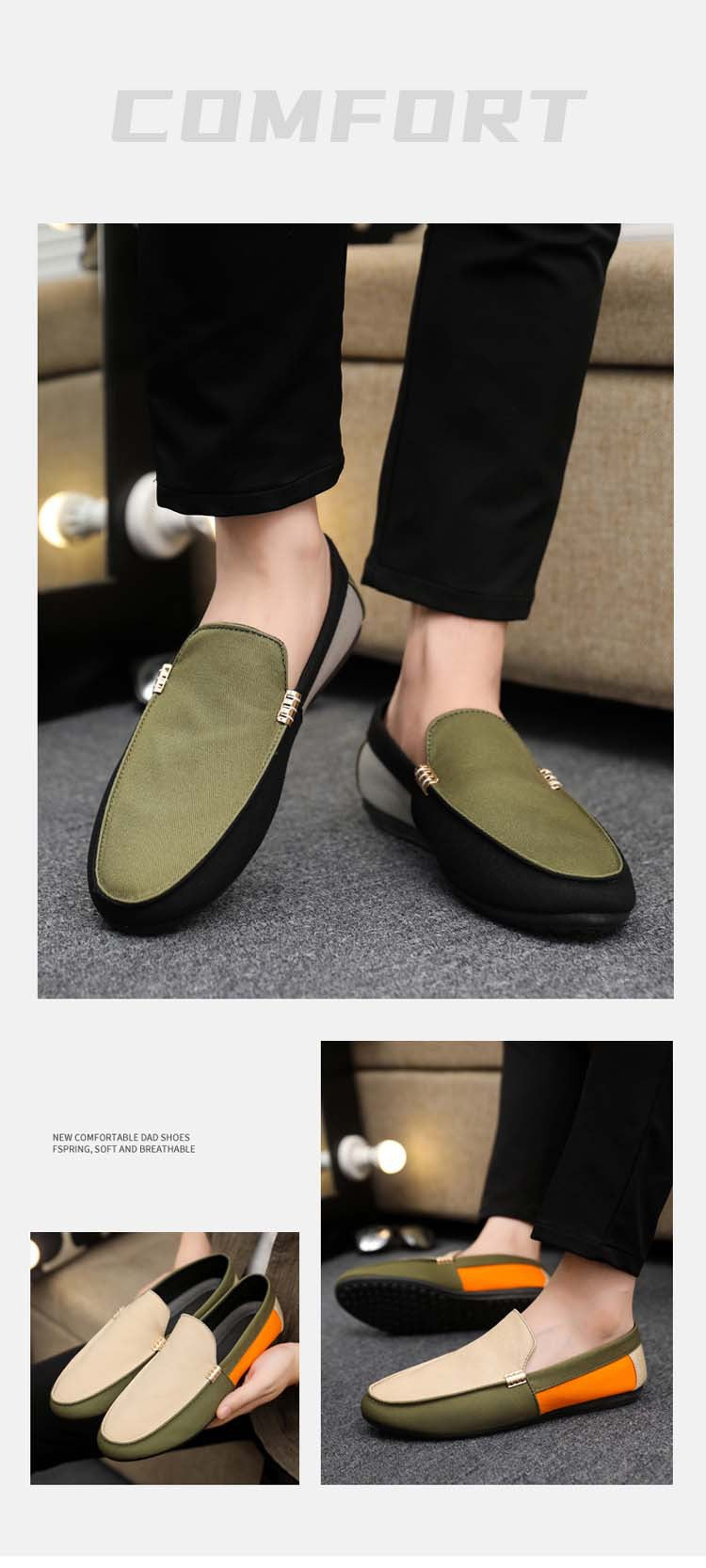 Spring/summer casual sneakers, trendy loafers, men's slip-ons, moccasins, one-step shoes, men's foot