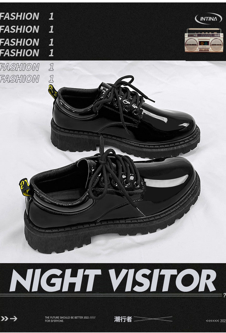 Glossy leather shoes for men, formal business british derby shoes, autum big toe casualtrendy shoes,