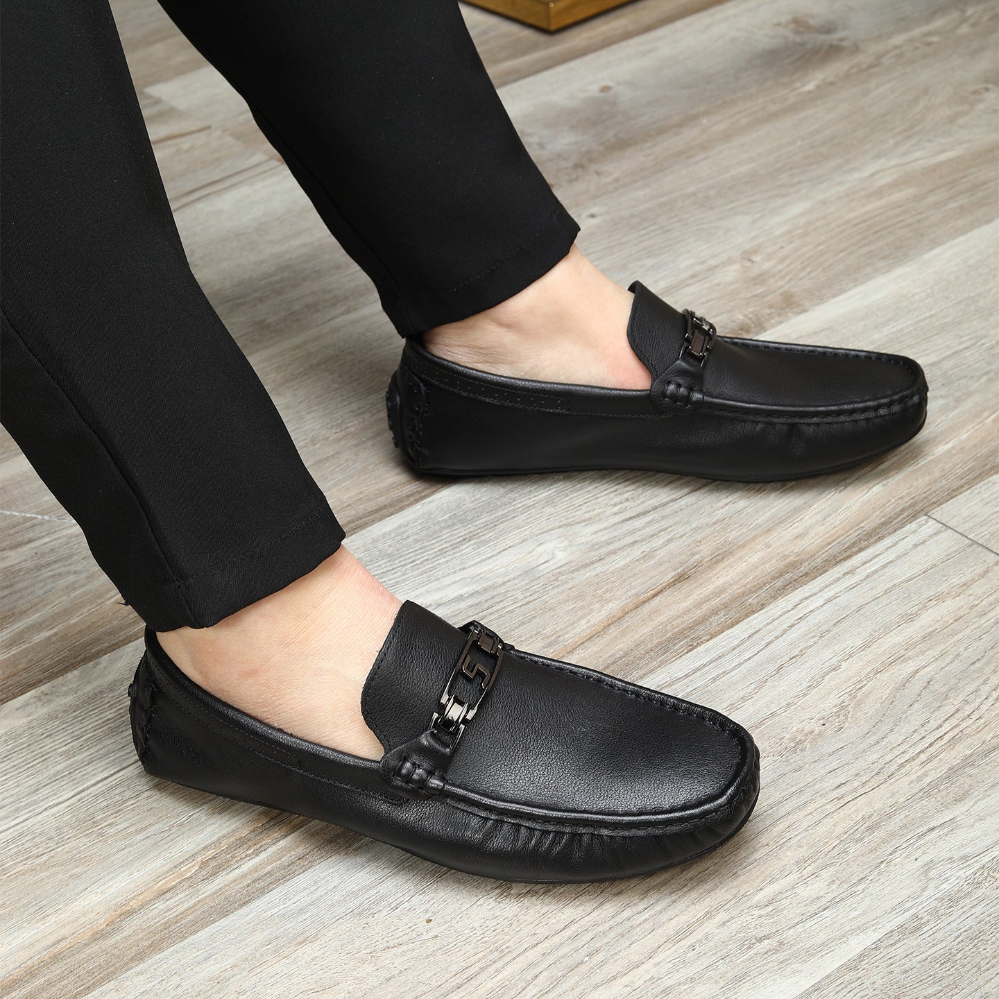 Complete set of soft leather soft bottom men's beanie shoes 2026 spring and summer new arrival breat