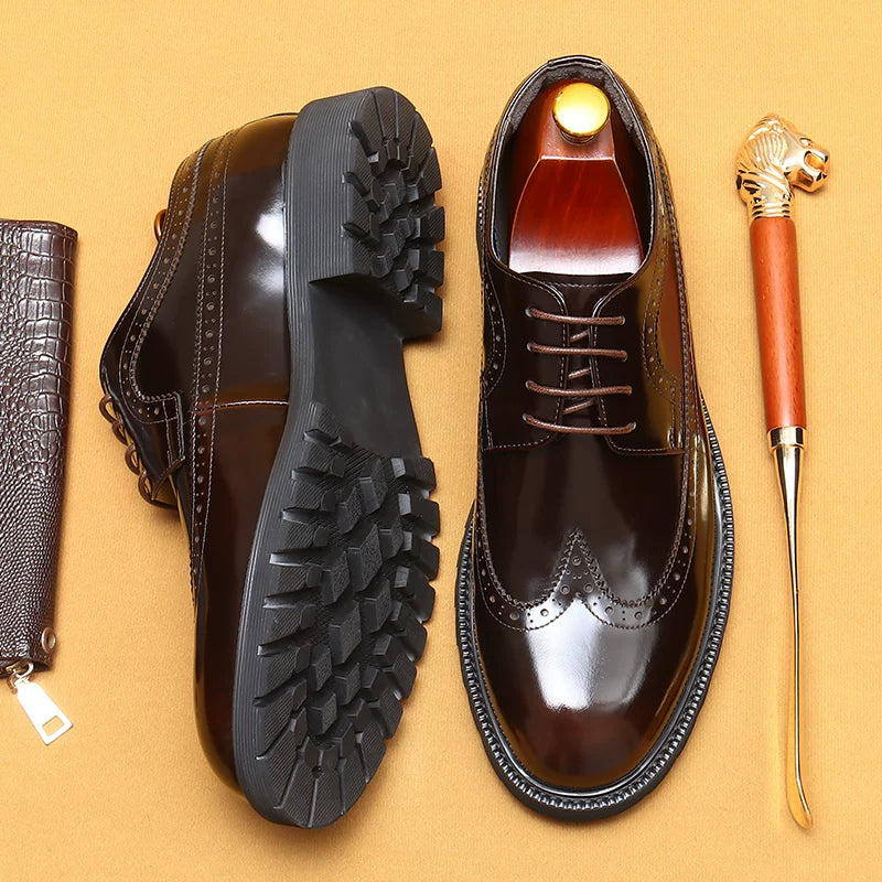 Men's Genuine Leather Leather Shoes, Patent Leather, Glossy