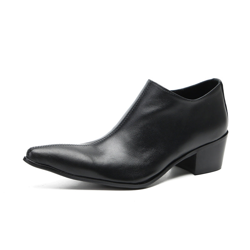 Leather shoes men's cowhide black business dress summer breathable British casual foreign trade tide wedding groom suit shoes