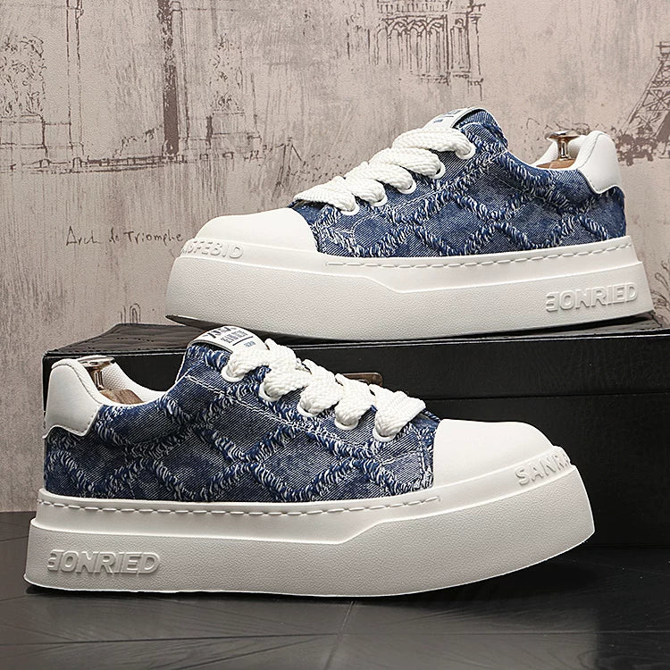 Men's New Low-Top Denim Korean Style Casual Trendy Skate Shoes