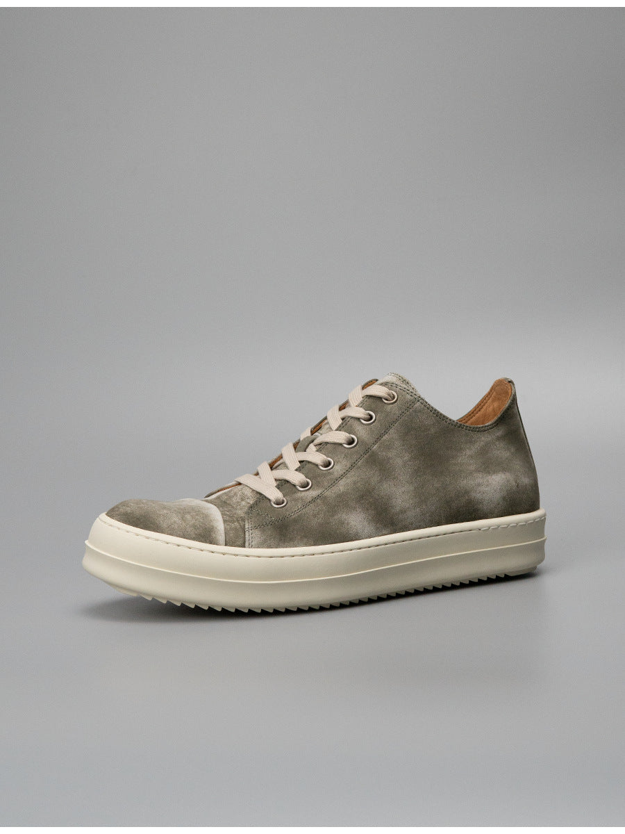 Luochenxing european station retro style trendy versatile genuine leather high-end fashion sneakers athletic casual low-top leather skate shoes
