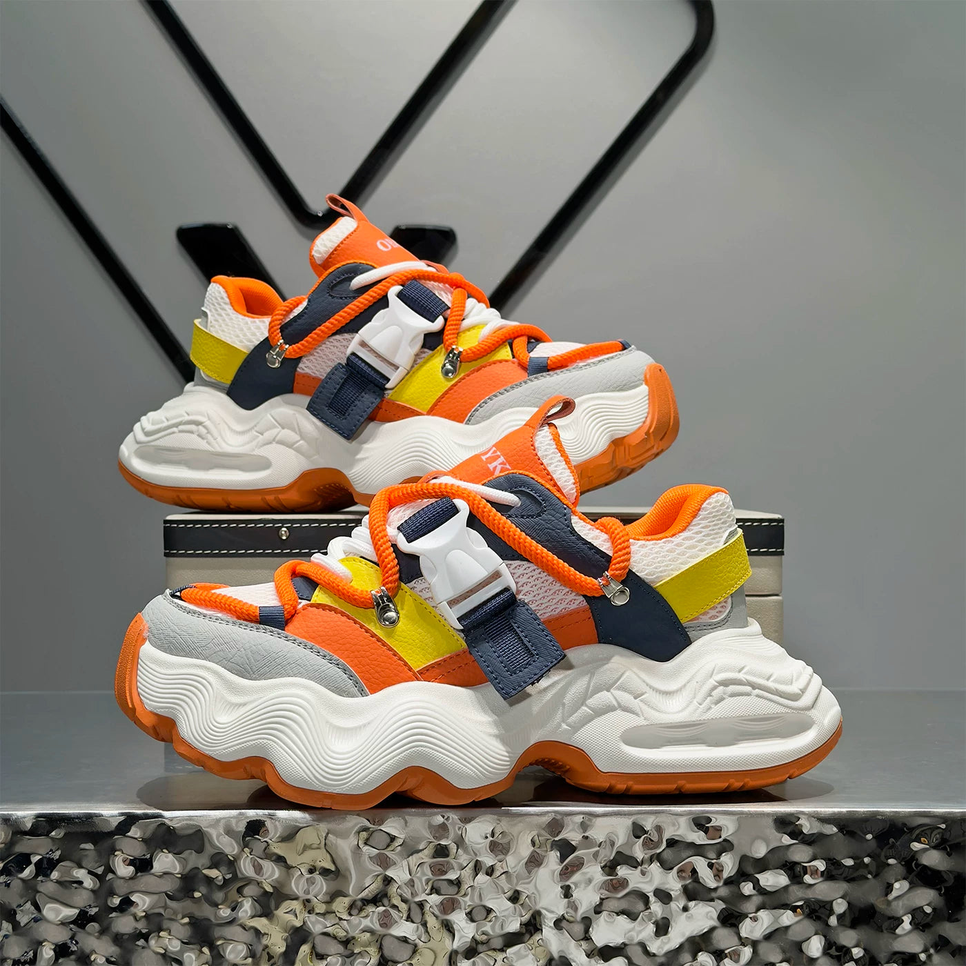 Men's Height-Increasing Platform Breathable Mesh Chunky Dad Sneakers 2026 Summer New