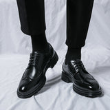 plus-size casual leather shoes for men - size 46. men's brogue business loafers with