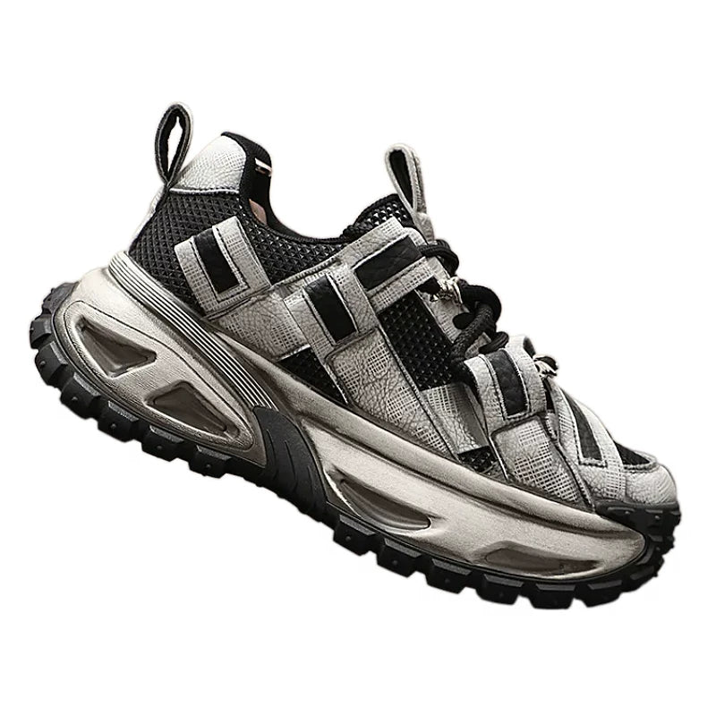 Men's Height-Increasing Platform Low-Top Retro Distressed Casual Trendy Dad Shoes