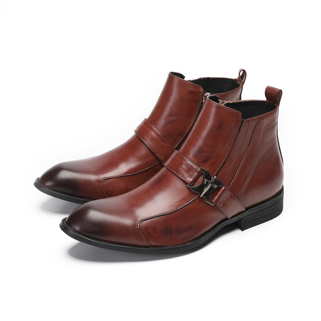 Men's Genuine Leather Chelsea Boots – Pointed Toe, British Style