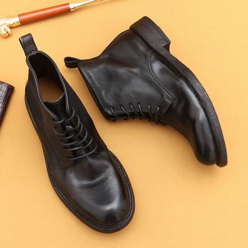 Men's Genuine Leather Martin Boots, Handmade, British Style