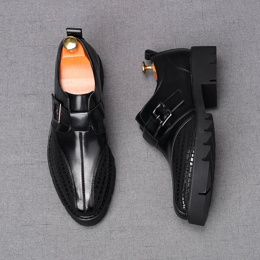 Men's Brown Loafers, Height Increasing, Thick Sole