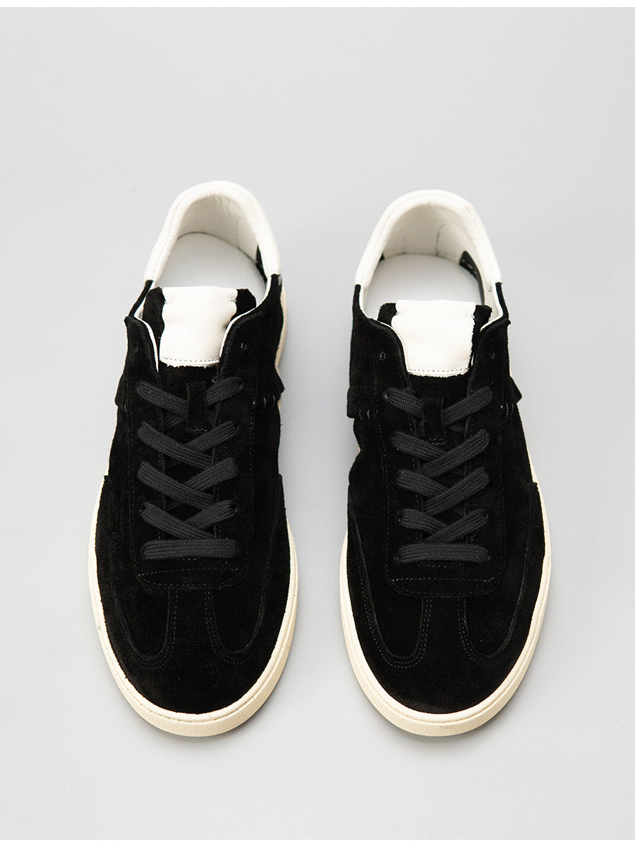 Moxu new arrival shoes black sports casual style sense of design suede cowhide menbest selling genuine leather low-top sneakers