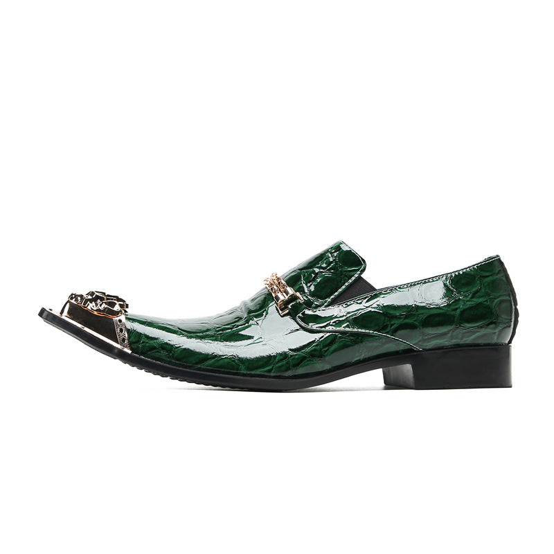 Foreign trade green business formal casual cowhide leather shoes breathable soft sole British wedding shoes personalized trendy shoes