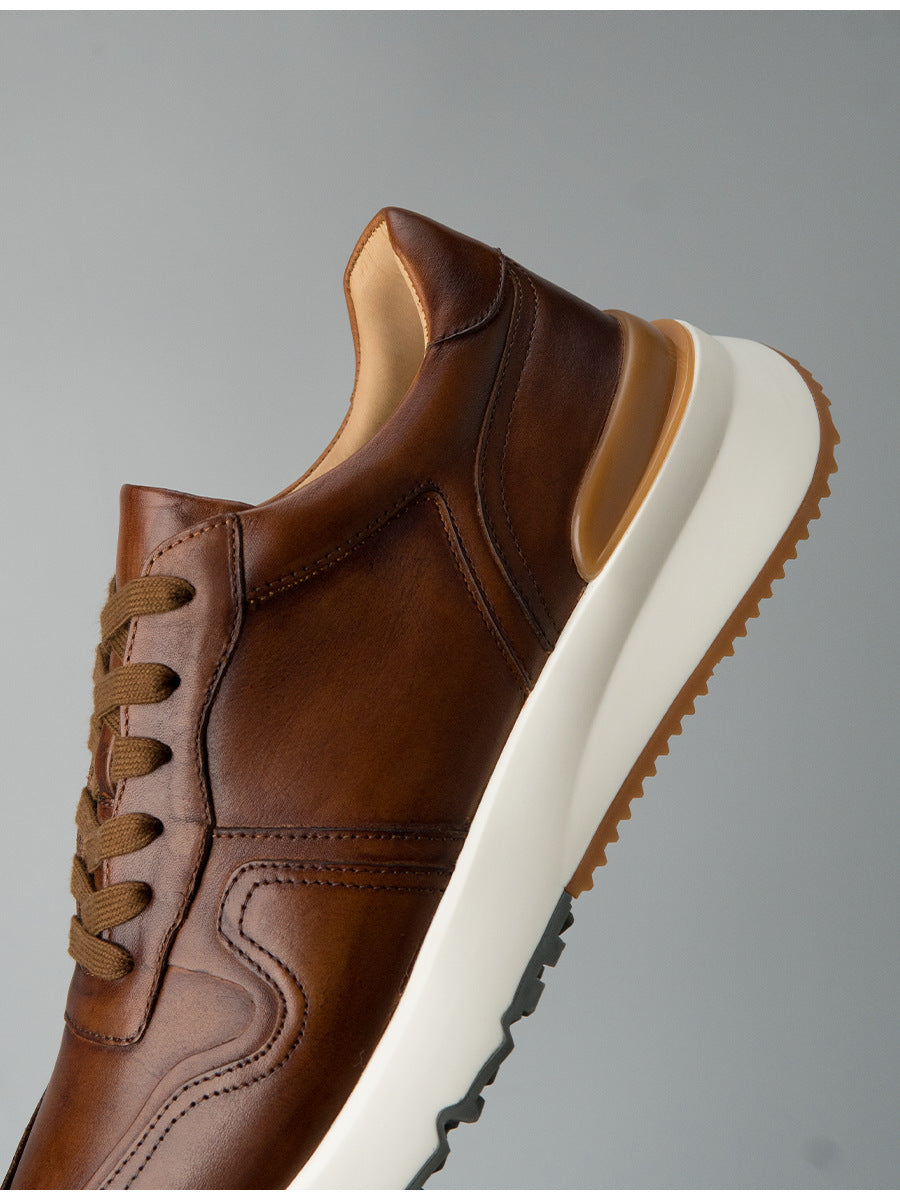 Fashion no. 2 guangzhou thick soleretroclassy handmade shoes genuine leather first layer cowhide argan shoes sports men's trendy shoes