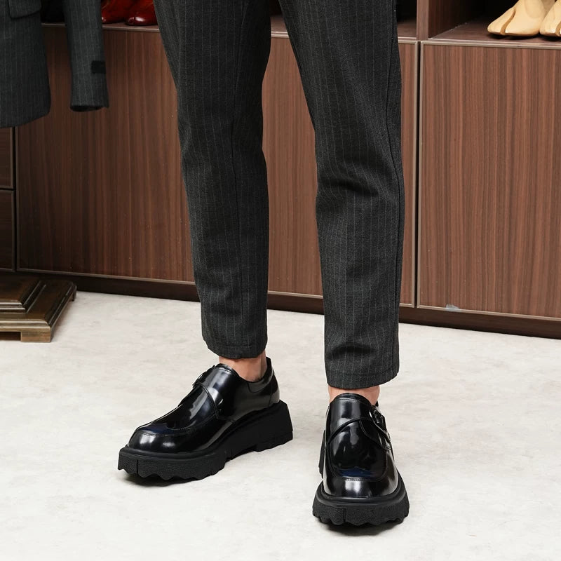 Men's Genuine Leather Leather Shoes, Height Increasing, Thick Sole