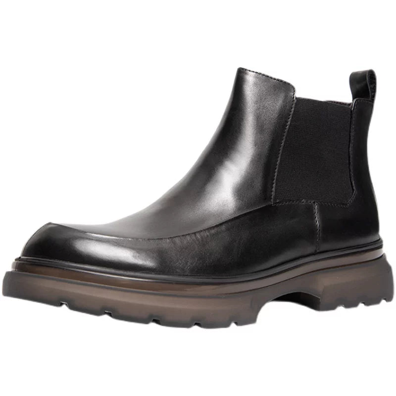 Men's Genuine Leather Chelsea Boots, Thick Sole, British Style