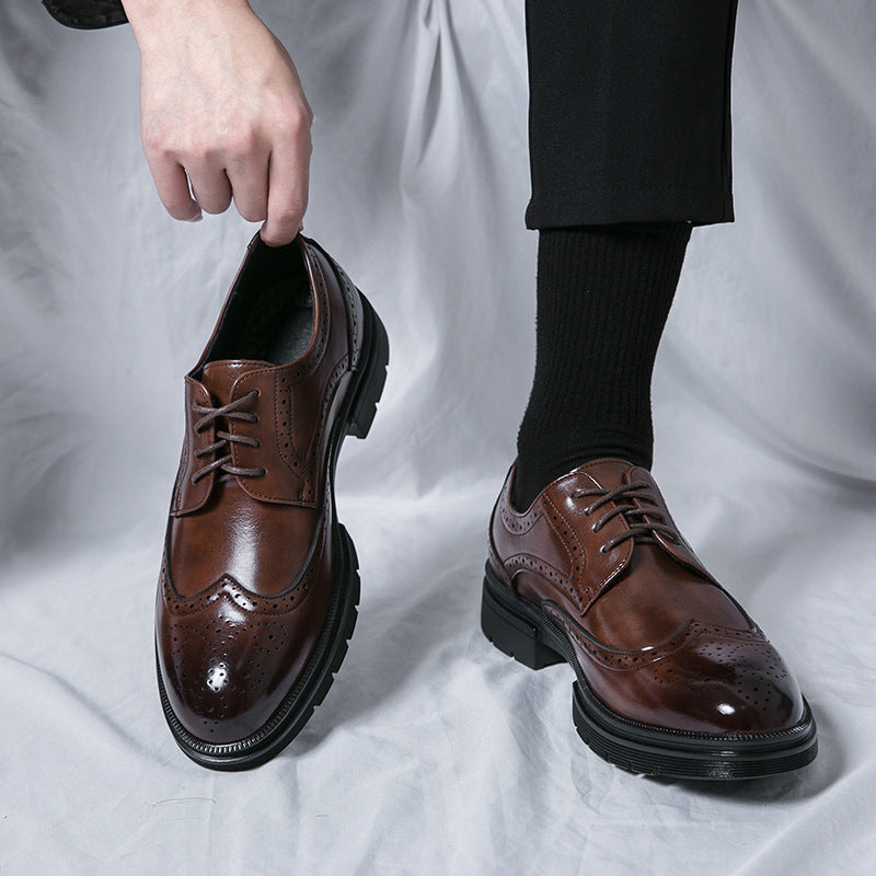 plus-size casual leather shoes for men - size 46. men's brogue business loafers with 3
