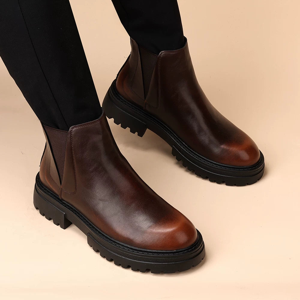 Men's Martin Boots, Height Increasing, Thick Sole