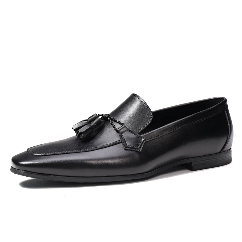 Men's Genuine Leather Loafers, Square Toe, Slip-On