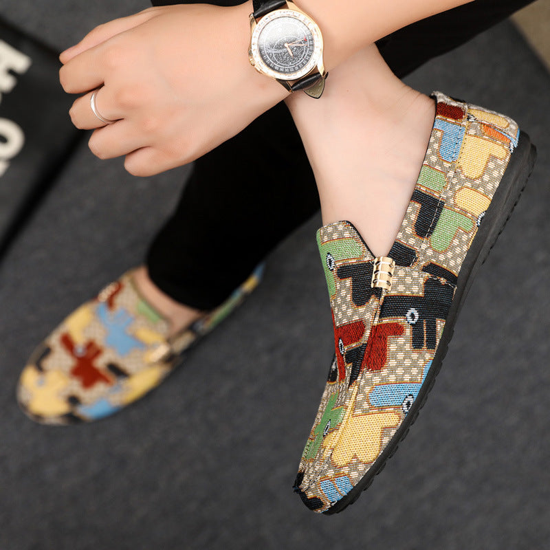 Spring/summer casual sneakers, trendy loafers, men's slip-ons, moccasins, one-step shoes, men's foot