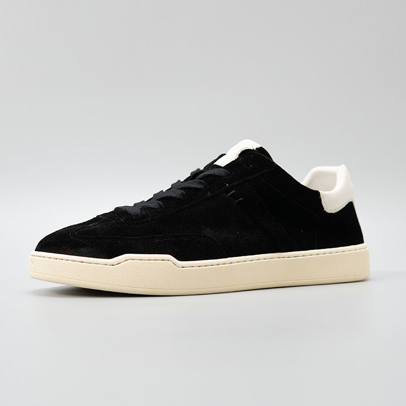 Moxu new arrival shoes black sports casual style sense of design suede cowhide menbest selling genuine leather low-top sneakers
