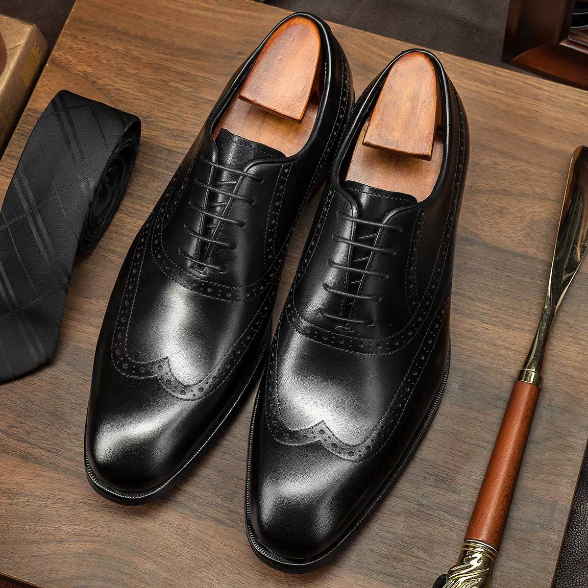 Men's Genuine Leather Oxford Shoes, Handmade, British Style