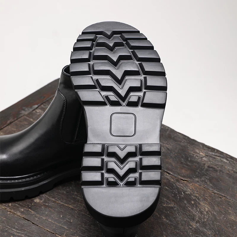 Men's Genuine Leather Chelsea Boots, Height Increasing, Thick Sole