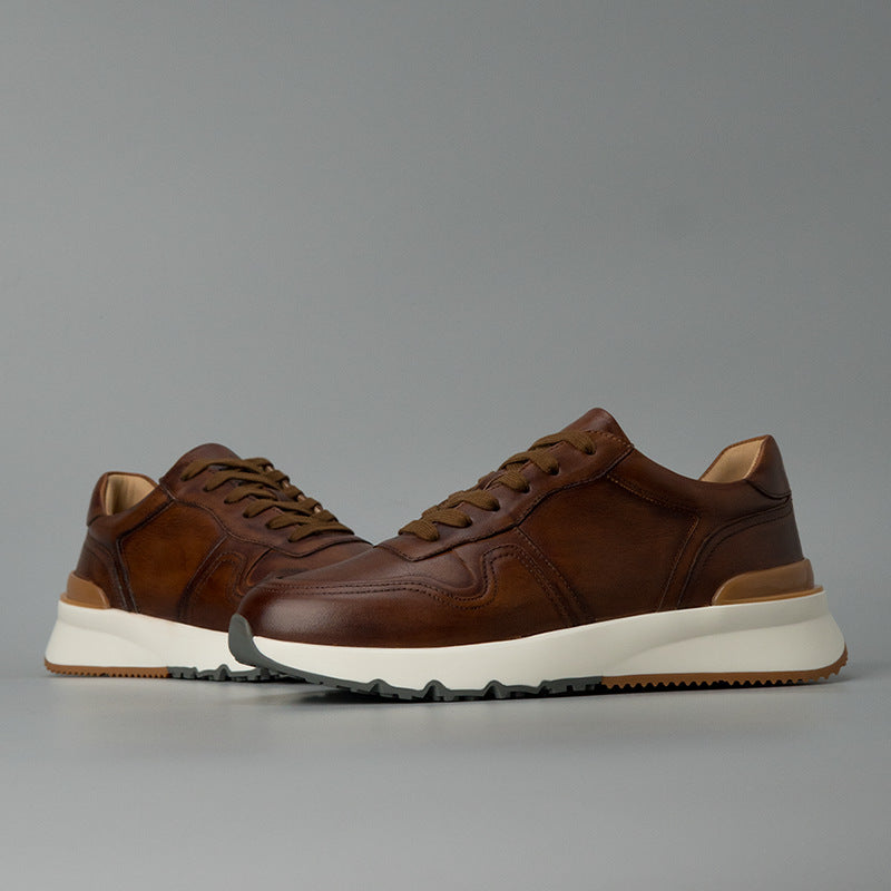 Fashion no. 2 guangzhou thick soleretroclassy handmade shoes genuine leather first layer cowhide argan shoes sports men's trendy shoes