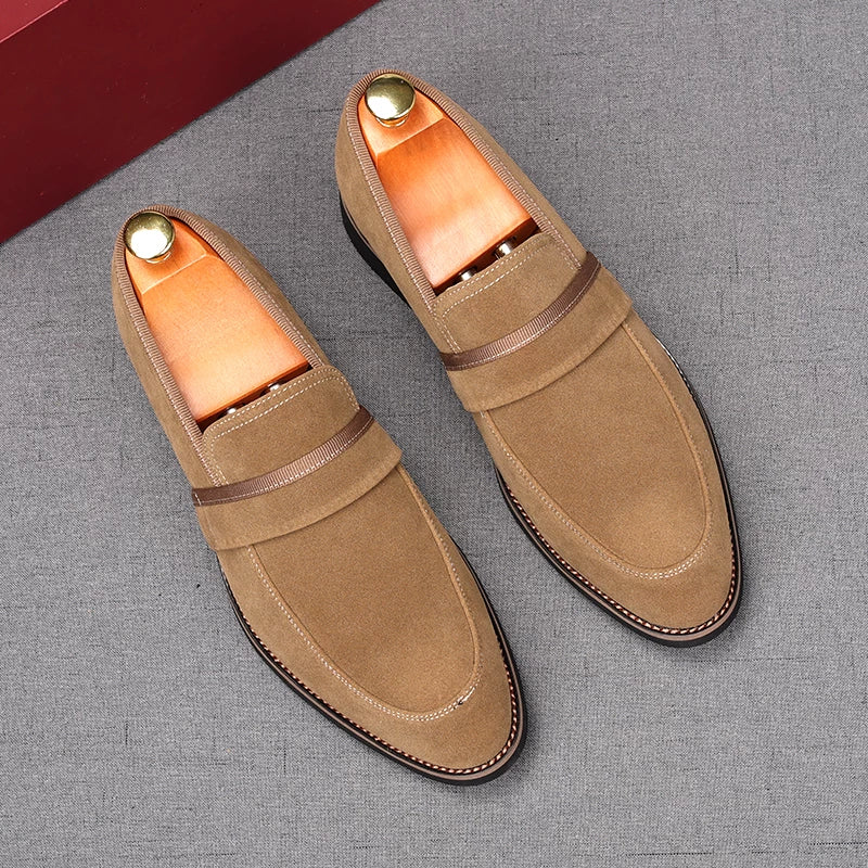 Men's Suede Loafers, Height Increasing, Pointed Toe