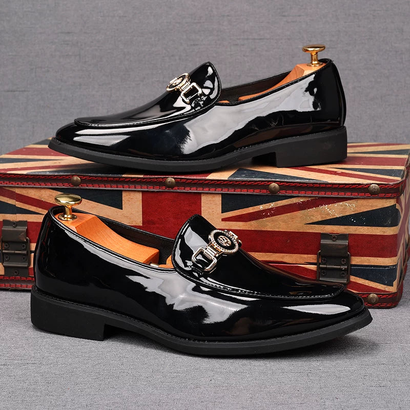 Men's Patent Leather Loafers, Height Increasing, Slip-On