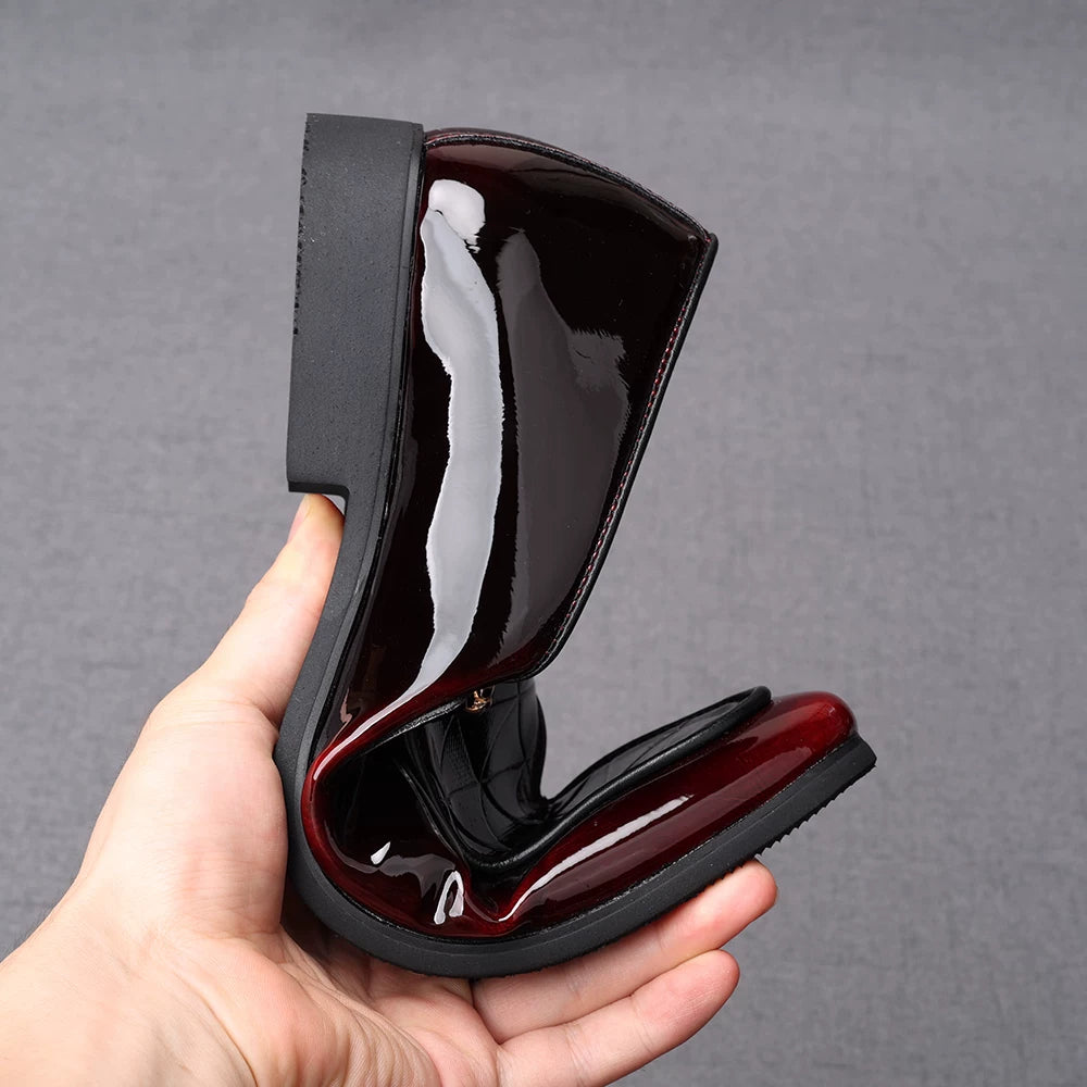 Men's Patent Leather Loafers, Height Increasing, Pointed Toe