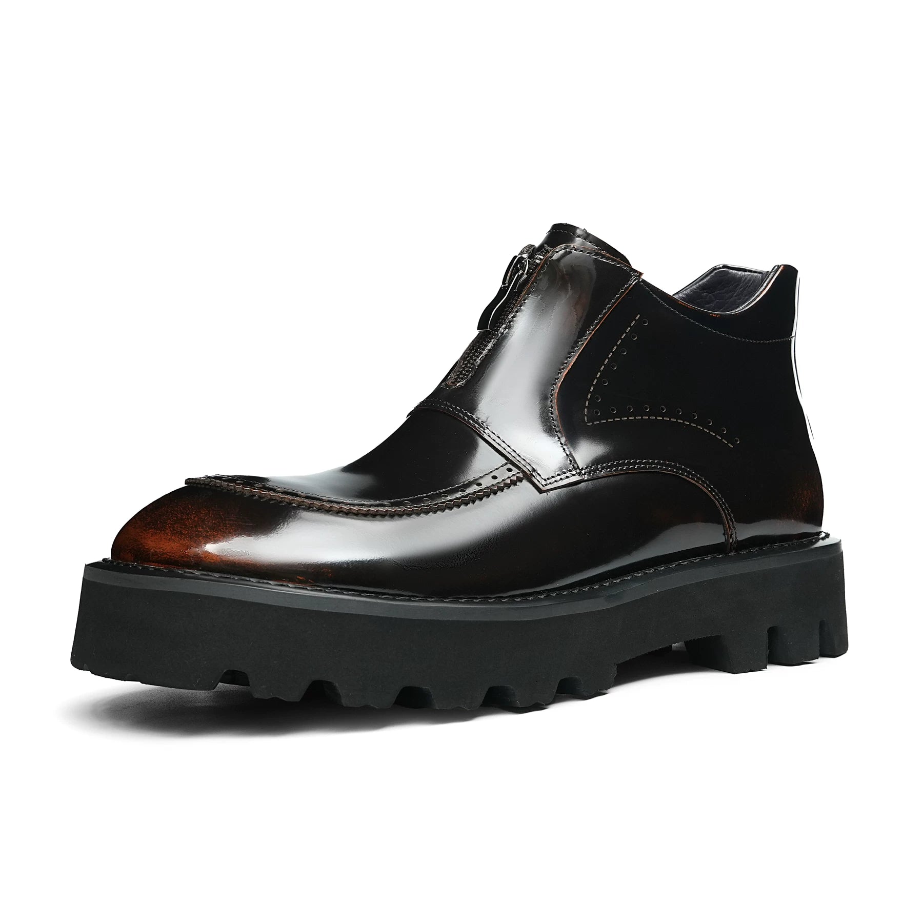 Men's Genuine Leather Martin Boots, Height Increasing, Thick Sole