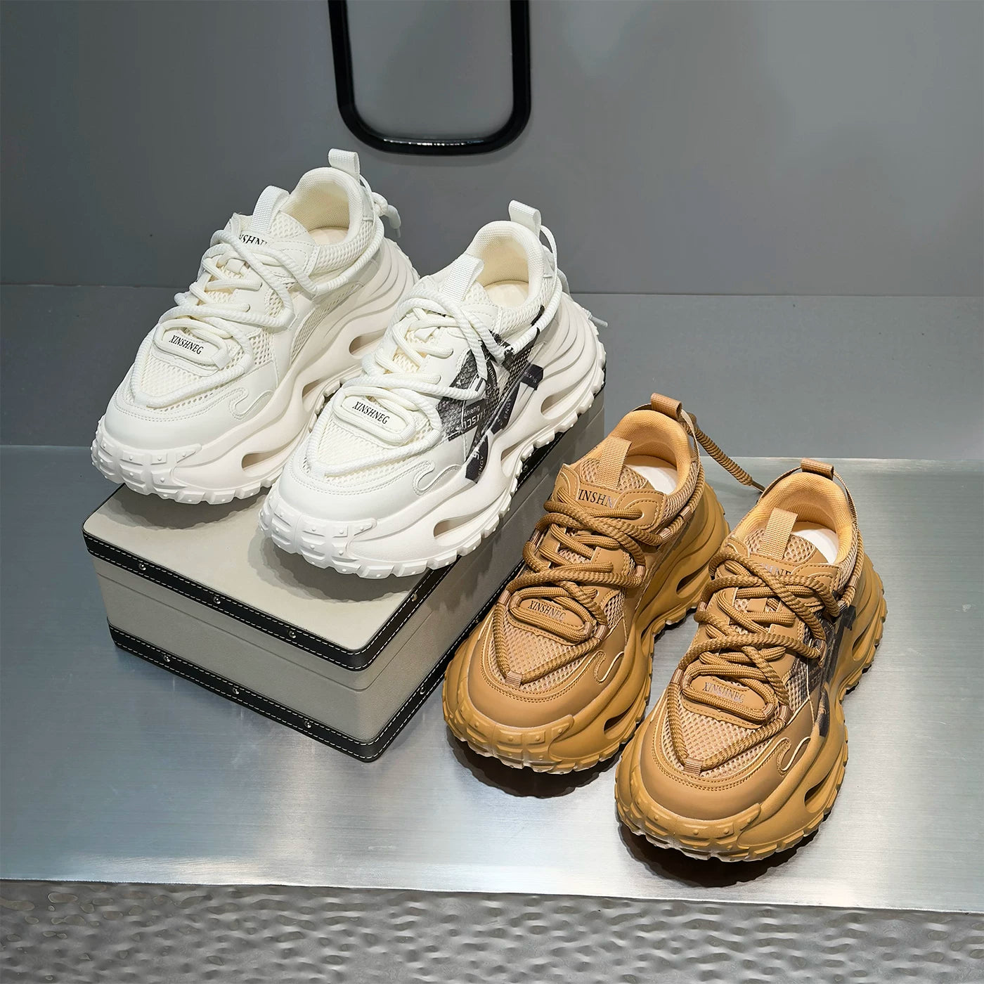 Men's Height-Increasing Platform Breathable Mesh Chunky Dad Sneakers 2026 Summer New