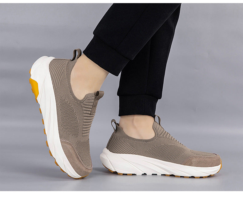 Summernew arrival wide toe men's breathable mesh walking shoes lightweight soft bottom slip-on outdoor casual sports shoes 8